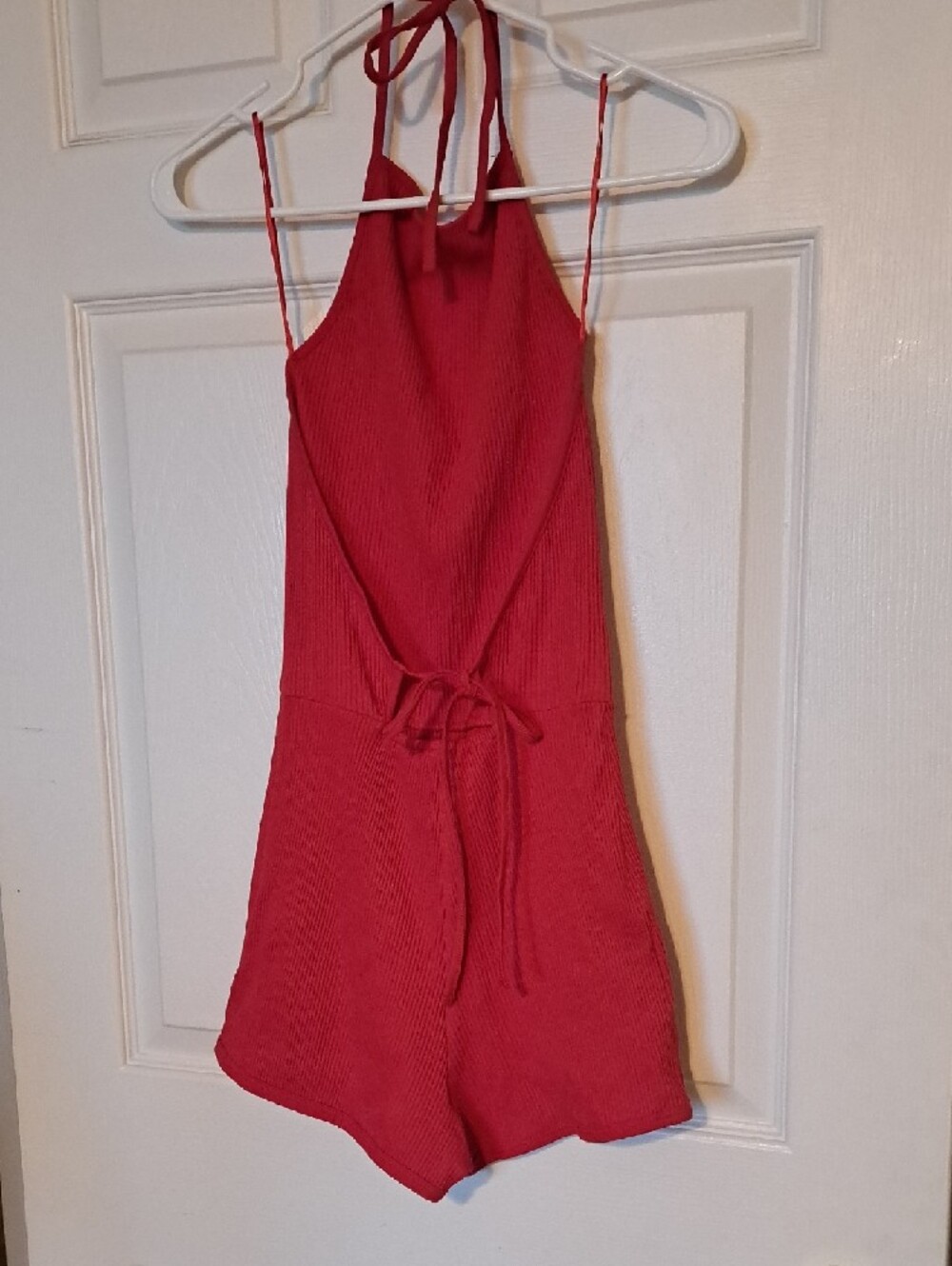 Zara Red Ribbed Halter Romper - Picture 6 of 7